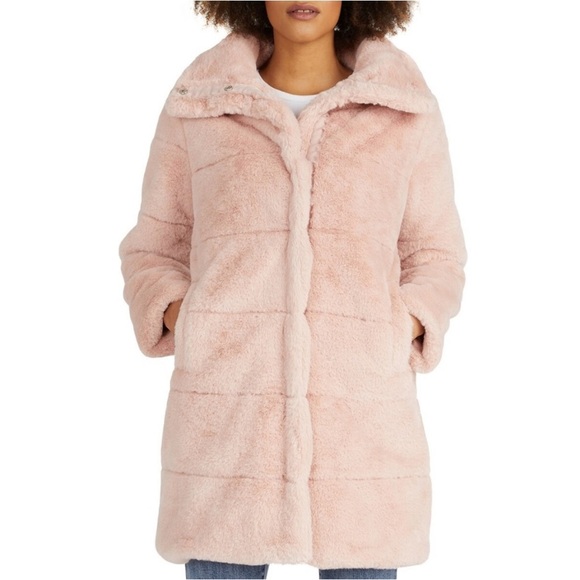 Anthropologie Jackets & Blazers - NEW NVLT Anthropologie Teddy Blush Pink Faux Fur Vegan Plush Puffer Jacket Large